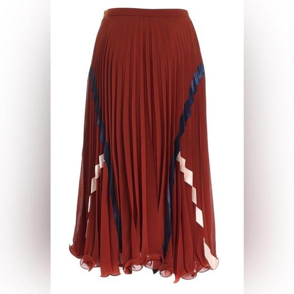 Chloe Dresses & Skirts - See By Chloe Woman Satin Trimmed Plissé
Georgette Midi Skirt Brown Size:4